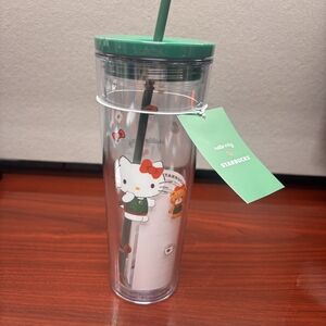 Starbucks Green Hello Kitty Tumbler with Straw
